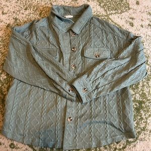 Teal Shacket with knit detailing